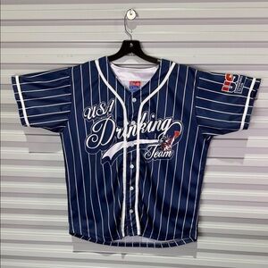USA Drinking Team Navy Blue Striped Jersey L